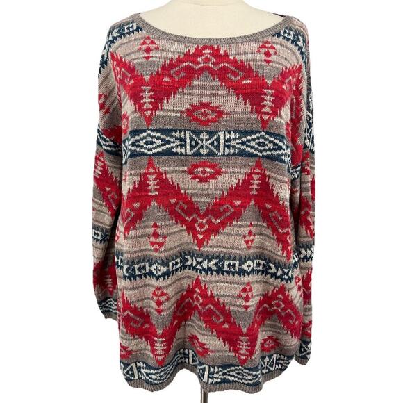 Ralph Lauren Denim & Supply Aztec Tribal Print Pullover Sweater Womens XL Boho - Picture 1 of 9